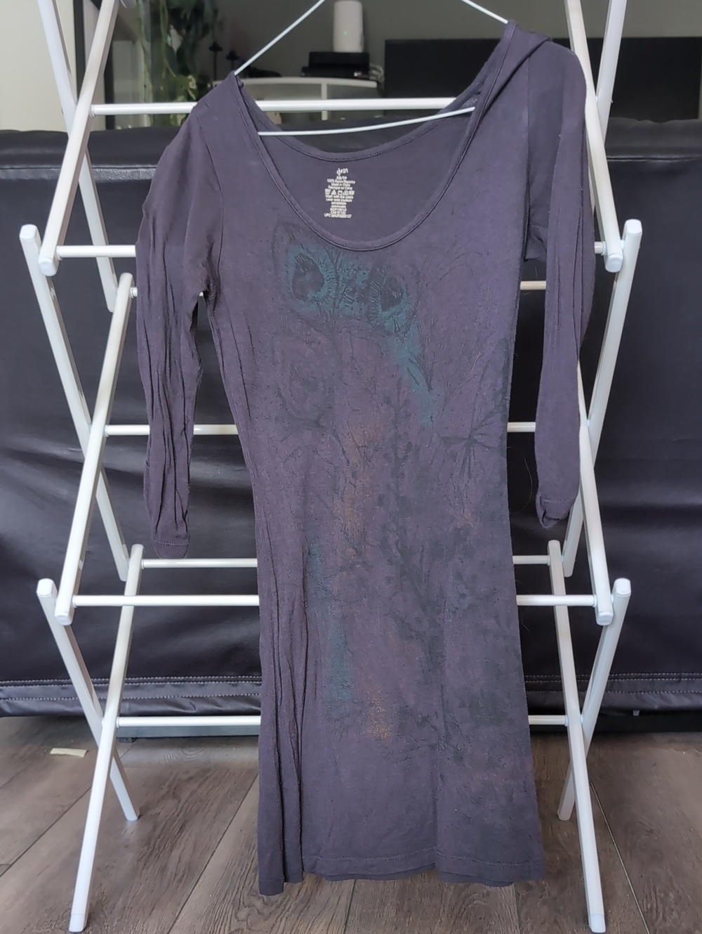 Dark Gray Scoop Neck Long Sleeve Tunic